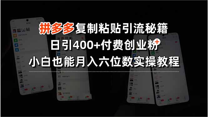 拼多多复制粘贴引流秘籍，日引400+付费创业粉，小白也能月入六位数实操...客创社区-专注互联网轻资产资源整合与分享客创社区-专注互联网轻资产资源整合与分享
